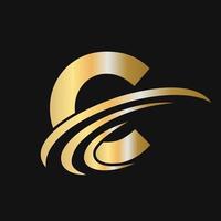 création de logo de lettre initiale c avec logo d'entreprise alphabet basé sur le logo swoosh