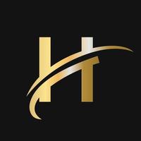 création de logo de lettre initiale h avec logo d'entreprise alphabet basé sur le logo swoosh vecteur