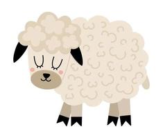 icône de vecteur de moutons. illustration de brebis femelle de dessin animé mignon pour les enfants. animal de ferme isolé sur fond blanc. image de bétail plat coloré pour les enfants