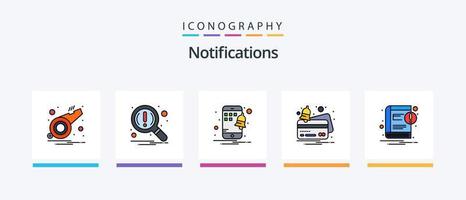 ligne de notifications remplie de 5 packs d'icônes comprenant une étoile. Attention. alerte. notification. domicile. conception d'icônes créatives vecteur