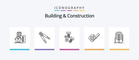 pack d'icônes de la ligne 5 de construction et de construction, y compris réel. imeuble. construction. tout petit. mesure. conception d'icônes créatives vecteur