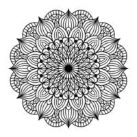 page de coloriage floral de mandala pour la relaxation des adultes, page de coloriage de mandala noir et blanc dessiné à la main dessin au trait doodle décrit, mandala adulte pour l'intérieur de la page de coloriage vecteur