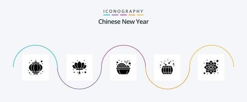 pack d'icônes glyphe 5 du nouvel an chinois, y compris la chine. nouvel An chinois. nouvelle année. Chine. année vecteur