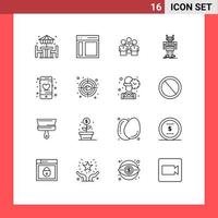 16 icônes créatives signes et symboles modernes des personnes de l'équipe d'utilisateurs du groupe de travail android éléments de conception vectoriels modifiables vecteur
