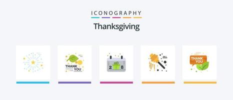 pack d'icônes plat 5 de thanksgiving comprenant une boîte-cadeau. action de grâces. calendrier. bonbons. chéri. conception d'icônes créatives vecteur