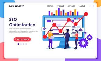 concept d'analyse SEO, personnes travaillant avec des données vecteur