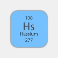 symbole hassium. élément chimique du tableau périodique. illustration vectorielle. vecteur