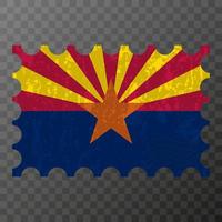 timbre-poste avec le drapeau grunge de l'état de l'arizona. illustration vectorielle. vecteur
