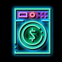 blanchiment d'argent machine à laver néon lueur icône illustration vecteur