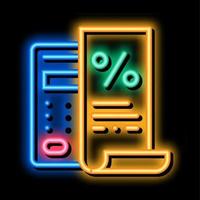 vérifier avec les calculs d'intérêt mathématique illustration de l'icône de lueur au néon vecteur