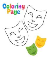 coloriage avec masque heureux triste pour les enfants vecteur