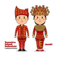 couple porte des vêtements traditionnels jambi sumatra vecteur