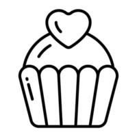 conception de vecteur de cupcake valentine avec coeur, icône modifiable