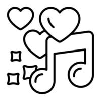 note de musique avec concept de symbole de coeur de vecteur de musique romantique