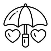 symbole du coeur à l'intérieur du parapluie vecteur de soins d'amour dans un style branché