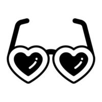 vecteur bien conçu de lunettes de coeur, icône premium