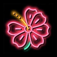 fleur d'hibiscus néon lueur icône illustration vecteur
