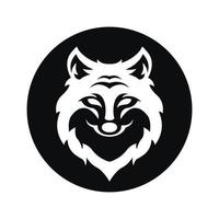 tête de loup logo noir icône design illustration vectorielle avec cercle vecteur