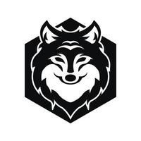 tête de loup logo noir icône design illustration vectorielle avec polygone vecteur