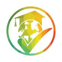 modèle de logo vectoriel du monde de l'éducation avec symbole de chapeau globe et étudiant.