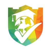 modèle de logo vectoriel du monde de l'éducation avec symbole de chapeau globe et étudiant.