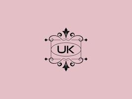 icône de logo uk créatif, logo de lettre de luxe uk élégant vecteur