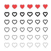 icônes en forme de coeur. ensemble de pictogrammes de coeurs. symbole de l'amour de la saint-valentin. vecteur