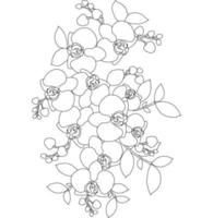 pages à colorier florales, arts de la ligne de fleurs, motifs floraux de ligne d'art de silhouette, dessin de fleur noir et blanc de contour, graphiques botaniques de contour, conception florale sur fond blanc, conception de fleur de base vecteur