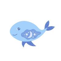 illustration vectorielle de baleine bleue mignonne vecteur