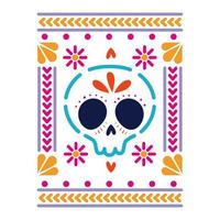 icône mexicaine d'un crâne avec des couleurs vecteur