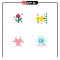 ensemble moderne de 4 icônes plates pictogramme d'automatisation de la science des fleurs bio pense éléments de conception vectoriels modifiables vecteur