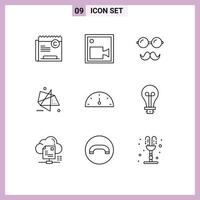 aperçu de l'interface mobile ensemble de 9 pictogrammes de spécifications d'effets vidéo graphiques spéciaux éléments de conception vectoriels modifiables vecteur