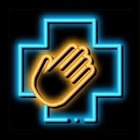 illustration d'icône de lueur de néon de main d'aide médicale vecteur