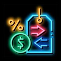 étiquette de prix d'intérêt en espèces illustration d'icône de lueur au néon vecteur