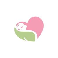 logo d'amoureux de bébé rose et bleu avec concept de coeur vecteur
