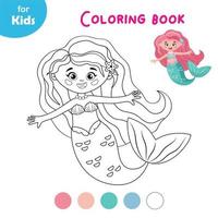 coloriage de sirène pour les enfants, une série d'images. contient de jolies illustrations de sirènes et de créatures marines. idéal pour stimuler l'imagination et la créativité des enfants. créatures marines colorées vecteur