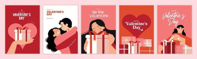 jeu de cartes de voeux saint valentin. concepts d'illustration vectorielle pour l'arrière-plan, la carte de voeux, la bannière de site Web et de site Web mobile, la bannière de médias sociaux, le matériel de marketing. vecteur