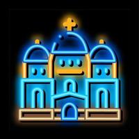 temple chrétien avec illustration d'icône de lueur au néon de dômes vecteur