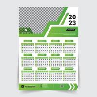 vecteur de modèle de conception de calendrier mural moderne 2023 nouvel an, modèle de conception de calendrier créatif prêt à imprimer de haute qualité