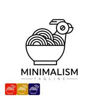 modèle de conception de vecteur de logo minimaliste dans un style linéaire simple - emblème alimentaire, nouilles au poulet et cuisine traditionnelle. création de logo minimalisme