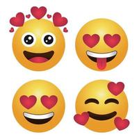 ensemble d'emojis de coeur d'amour différents vecteur