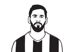 illustration de portrait vectoriel noir et blanc du footballeur argentin paris saint germain leo messi