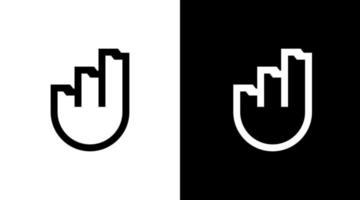 logo d'entreprise monogramme croissance graphique diagramme noir et blanc icône illustration style conceptions modèles vecteur