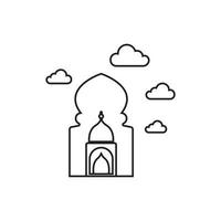 icône du logo de la mosquée de ligne vectorielle. vecteur