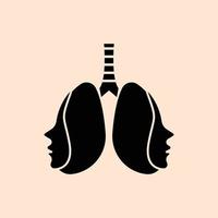 icône du logo vectoriel combinaison poumon humain et visage.