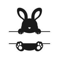 silhouette de lapin split monogramme, lapin de Pâques clipart nom étiquette icône vecteur