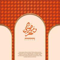 salutation islamique ramadan kareem carte fond carré conception de couleur orange pour la fête islamique vecteur