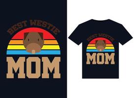 meilleures illustrations de maman westie pour la conception de t-shirts prêts à imprimer vecteur