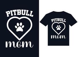 illustrations de maman pitbull pour la conception de t-shirts prêts à imprimer vecteur