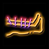 acupuncture pieds néon lueur icône illustration vecteur